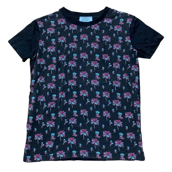 Prada Silk Palm Tree Short Sleeve Top - Picture 1 of 11